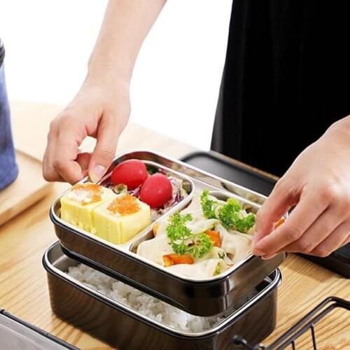 Japanese Kids Adult Lunch Box Double Layer Water Injection Heating 304 Stainless Steel Student Bento Box Lunchbox Food Container