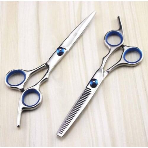 Custom-made Japan 4cr13 alloy 6 inch scisor cut hair scissors thinning shears cutting barber hairdressing scissors set 3 colors
