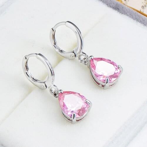 New Fashion Pendientes Wedding Jewelry silver color Pink/purple/blue Waterdrop Zircon Long Tassel Earrings for Women