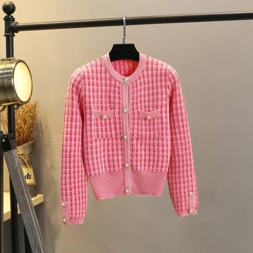 2021 Spring Autumn Small Fragrance Knitted Cardigan Crop Top Women Korean Fashion Chic Single-breasted Thin Sweater Pull Femme