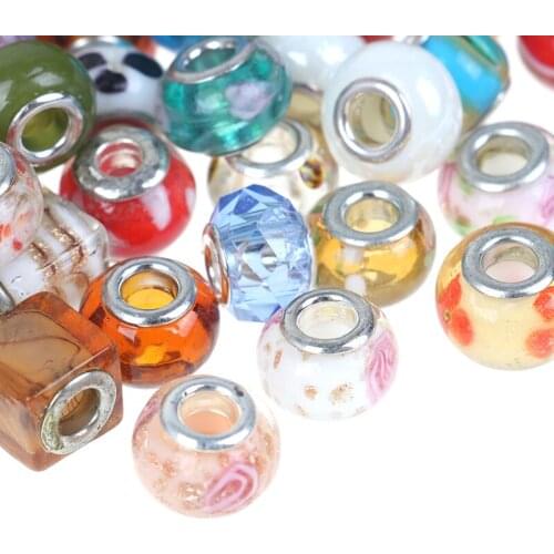 100pcs Glass Beads Lampwork Charm Large Hole Beads European Beads