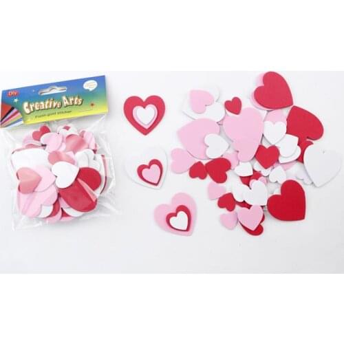 100Pack Self-Adhesive EVA Stickers 3 Colors Love Heart Foam Sticker Crafts DIY Decoration Kids Toy Gift SN3823