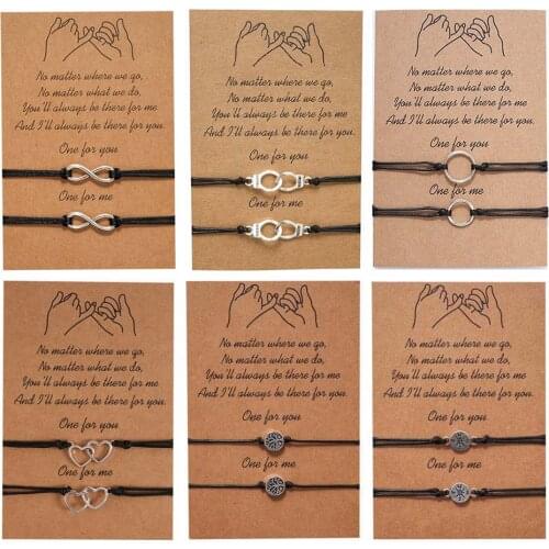 2 Pcs Pinky Promise Bracelets Friendship Couple Distance Matching Bracelet Gift for Best Friend Teen Jewelry