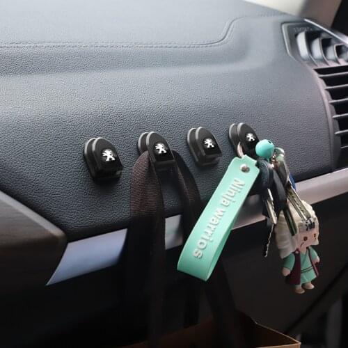 4pcs Car Interior Small Hooks Paste Type Convenience Hook For Peugeot 407 508 2008 206 307 308 207 3008 208 5008 301 406 607