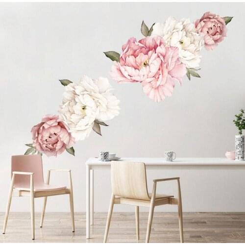 50% Hot Sale Peony Flower Self-Adhesive Wall Sticker Home Bedroom Living Room Hallway Decal