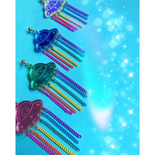 Acrylic UFO Earrings,Unique Alien Earrings, Statement Ear Studs