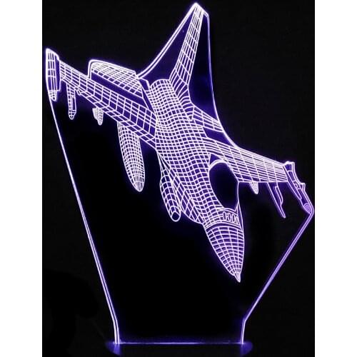 Acrylic Airplane Modeling LED 3D Night Light Bedroom Decor Holiday Gift USB Aircraft Table Lamp for Home Bedroom Decorations