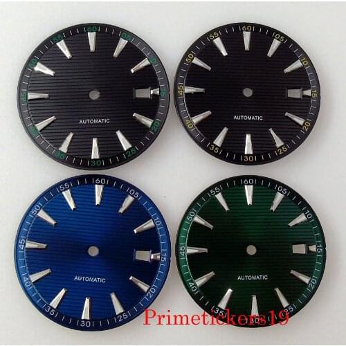 Fit NH35 NH36 Automatic Movement Sterile Men Watch Dial With Date Window Green Luminous Wristwatch Parts