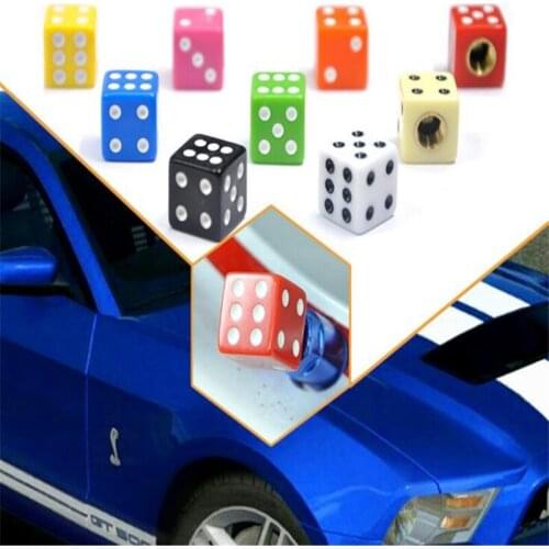 Car ABS Copper Core Dice Tire Valve Cap Tyre Air Valve Stem Caps For Cars Trunk Bike Bicycle Wheel Rims 40pcs = 10 sets