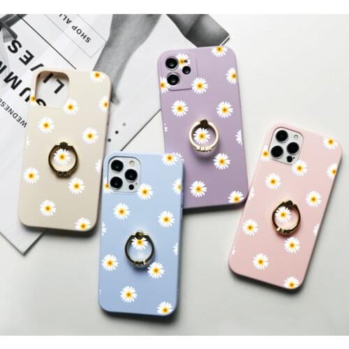 For Samsung Galaxy A21S A12 A10 A20e A02S A51 A52 A50 A31 A32 A30 A71 A70 A72 A40 A41 A42 A7 2018 Finger Ring Holder Flower Case