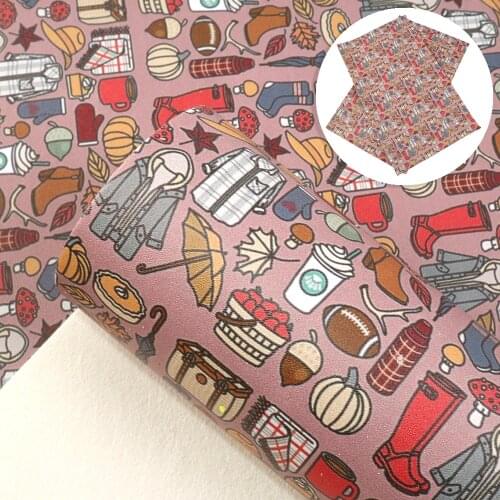 David accessories 20*33cm Cartoon Printed Smooth Faux Synthetic Leather Fabric DIY Bow Bag Fabric Sheets Craft Supplies,1Yc10170