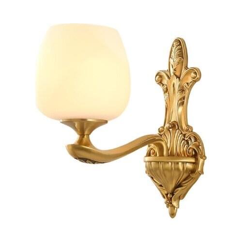 European wall lamp living room wall lamp copper luxury LED stairs aisle lights pure copper bedroom bedside lamps