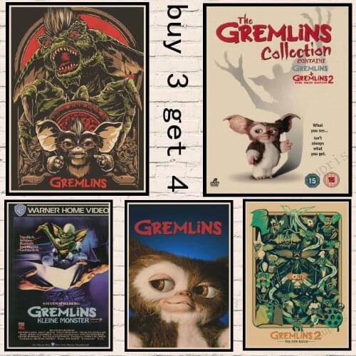 Movie Film Gremlins Retro Posters Prints High Quality buy 3 get 4 Wall Stickers For Living Room Home Decoratio Art Bar Decor
