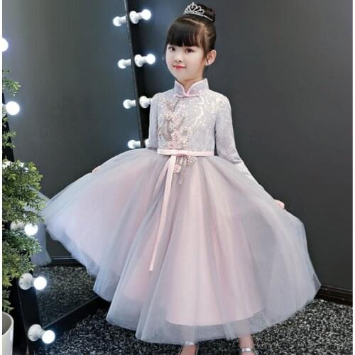 Girl Wedding Dress For First Holy Communion Formal Long Sleeve Appliques Lace Princess Party Prom Outfits Flower Girls Dresses