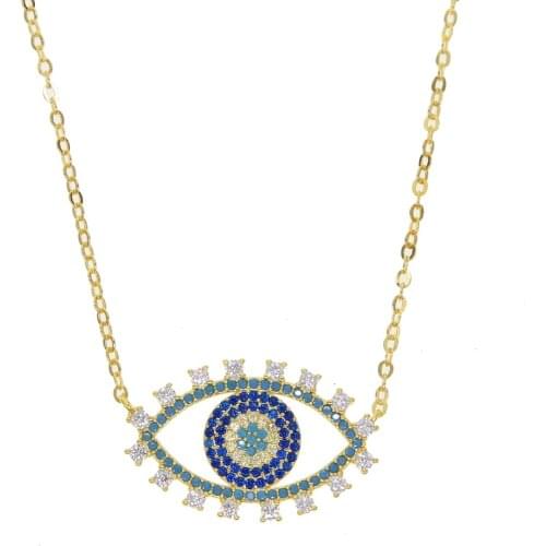 Copper cz evil eye jewelry necklace gold rose gold color AAA cubic zirconia gorgeous bohemia design jewelry