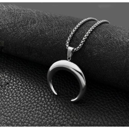 Fashion titanium steel moon necklace simple pendant wild men and women accessories hot sale