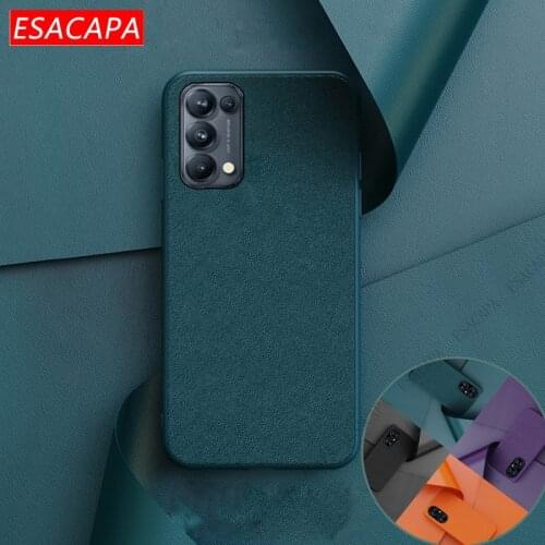 Fashion PU Leather Texture Phone Case For OPPO Reno 5 4 3 Pro Plain Colour Shockproof Protection Back Cover For OPPO Reno 4 3 2