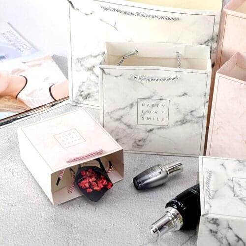 Marble Vintage Wedding Candy Gift Bag Kraft Paper Gift Box Chocolate Cookies Bag Womens Birthday Gift Cosmetic Gift Tote Bags