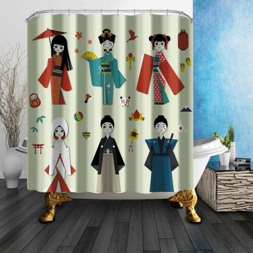New 3D Character Shower Curtains Print Bathroom Decor Eco-Friendly Polyester Bath Curtain With Hooks Mildew Resistant Waterproof