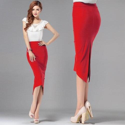 Customize Midi Bandage Skirt XXS 6XL 8XL Plus Size High Waist Long Pencil Skirt Green Red Khaki Bodycon Office Vintage Skirt