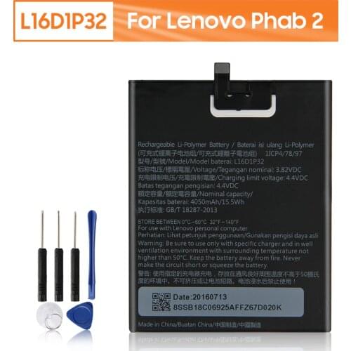 Original Replacement Tablet Battery L16D1P32 For Lenovo Phab2 Phab 2 670Y PB2-650 PB2-650M PB2-670N PB2-670M PB2-670Y 4050mAh
