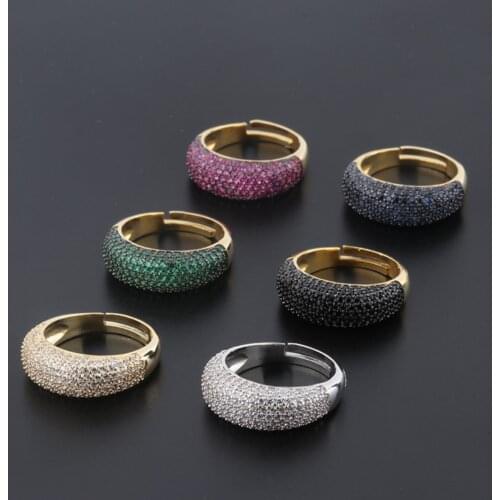 Dazzling Colorful Zircon Luxury Rings for Women Adjustable Gold Color Jewelry Party Elagnt Girls