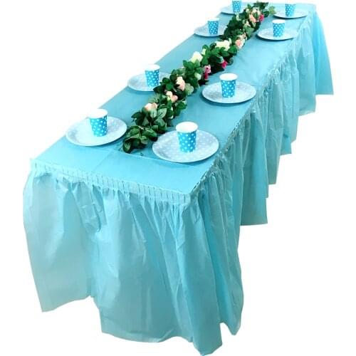 Plastic Disposable Solid Color Tablecloth Table Skirt Rectangle Round Dining Table Cover For Baby Shower Birthday Wedding Party