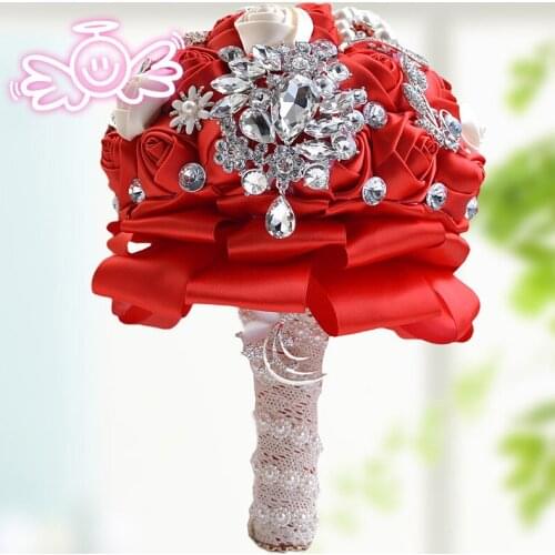 Luxurious Bling Bling Crystal Brooch Rose Bridal Bouquets Bridesmaids Handholds Customized Bouquet Manual 2019 Bling Bling