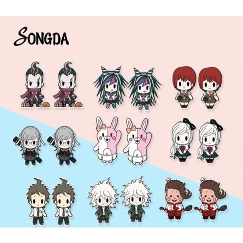 Japan Anime Danganronpa V3 Acrylic Stud Earrings Cartoon Characters Print Epoxy Earrings Lovely Jewelry Birthday Gifts Boy Girl