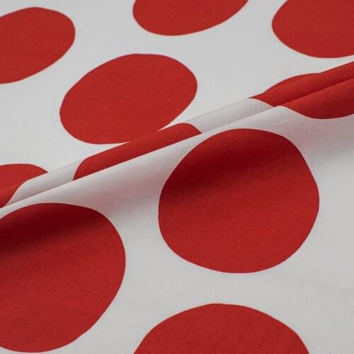 Red Dot On White Pure Cotton Fabric For Summer Dress Ткань Хлопок Tissu Telas Sewing Tela Tecido Ткани Stof Stoff Tissus Vestido