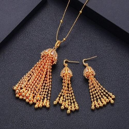 Janekelly 2pcs Bridal Zirconia Full Jewelry Sets For Women Party, Luxury Dubai Nigeria CZ Crystal Wedding necklace sets