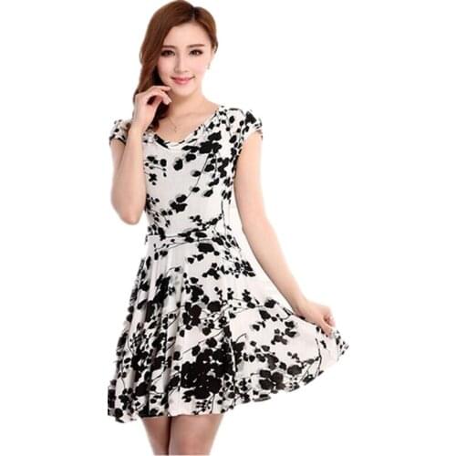New Fashion Summer Style Dress Plus Size Women Clothing Short Sleeve Printed Dress