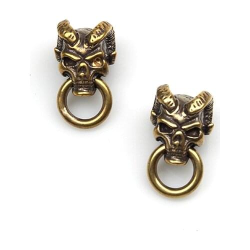 1PC Brass Rams Skull Skeleton Screw Decorative Buckle EDC Key Ring Pendant Multi Tools Accessories Camping Equipment