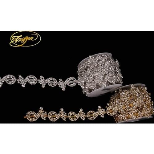 1 yards gold Silver base AB rhinestone Zircon Alloy new style wedding decoration rhinestone chain Handmade Crafts DIY Accessory