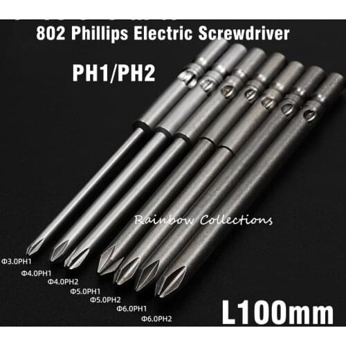 3pcs/lot Dia. 6mm length 100mm S2 Strong magnetic 802 Electric screwdriver Phillips Electric screw driver Free shipping