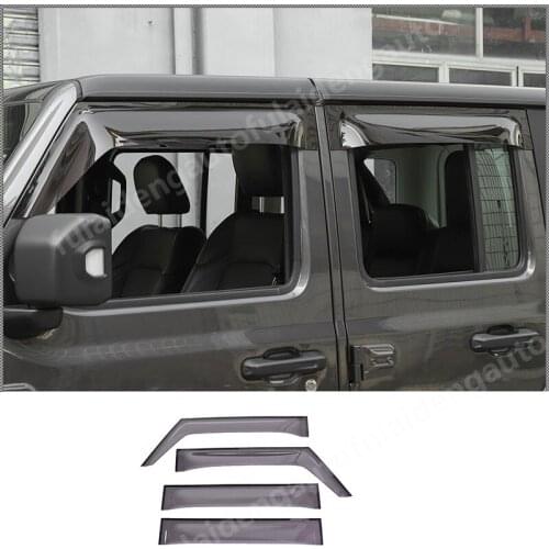 4pcs For Jeep Wrangler JL 2018-2021 Car Window Sun Vent Visor Rain Guards Sun/rain Shield Car Styling Accessories