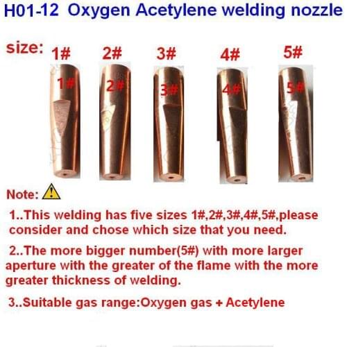 5pcs/lot H01-12 oxy-acetylene welding nozzle/welding tip sizes of 1# 2# 3# 4# 5# for H01-12 welding torch