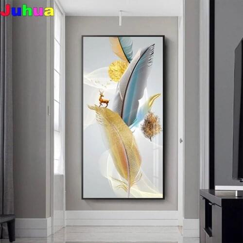 Nordic Abstract Colorful Feather diy Diamond painting 5d mosaic Full diamond embroidery wall art living room decor dropshipping