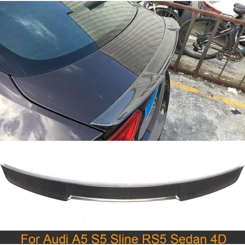 Carbon Fiber Car Rear Trunk Lip Wing Spoiler for Audi A5 Sline S5 Sedan 4 Door 2012-2016 Non Hatchback Rear Trunk Spoiler Wing