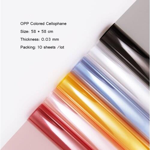Colorful cellophane Bouquet Packaging Paper OPP Waterproof Plastic Floral Gift Packaging Wedding Deco Material 58*58cm 10pcs/lot
