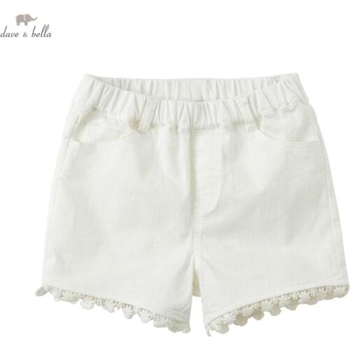DKD18059 dave bella summer 5Y-13Y kids girls fashion casual striped pockets shorts children boutique casual full-length pants