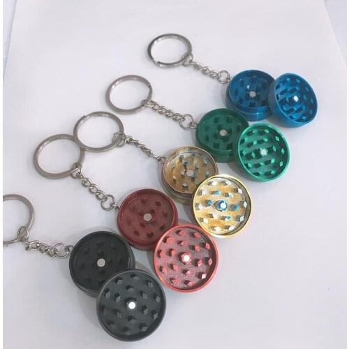 30MM 2-layer Herbal Herb Tobacco Grinder Spice Weed Grinders Smoking Pipe Accessories Smoke Cutter With Key Chain