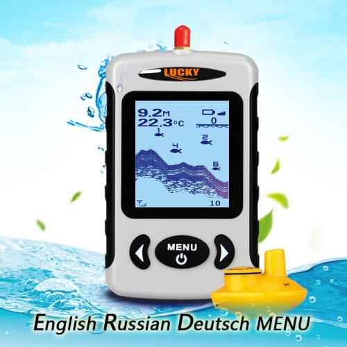 Lucky FFW718 Fish finder English/Russian menu Rechargeable Waterproof Wireless fishing 125KHz Sonar echo sounder fishfinders