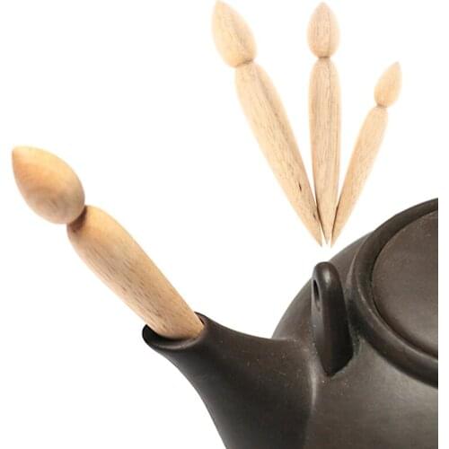 Pottery Spout Modifier Teapot Wooden Pot Crafts Modeling Repair Tool Wooden Double-head Punch Manual DIY Pottery Tool