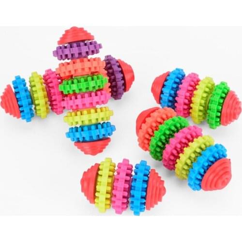 Colorful Rubber Pet Dog Toys Puppy Dental Teething Healthy Teeth Gums Chew Pet Toy Rubber Teething Tool Healthy Squeaky Cat Toy