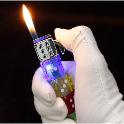 Creative Dice Lighter Open Flame Cigarette Lighter Personalized Lighting Fashion Portable Mens Smoking Accessories Tool Gift