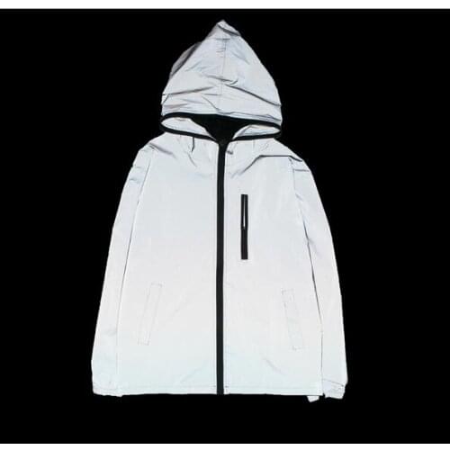 Spring autumn Mens reflective thin Hooded jacket Couple Sun protection windbreaker lovers hip hop college baseball jackets