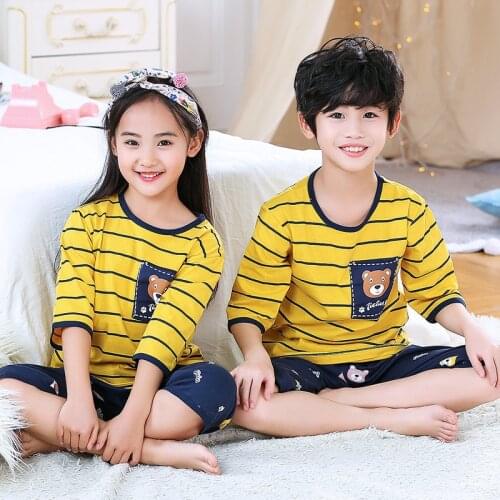 Summer Kids Pajamas Set Children Cartoon Dinosaur Sleepwear Boys Home Pajamas Girls Cotton Animal Pyjamas Baby 2-13T Nightwear