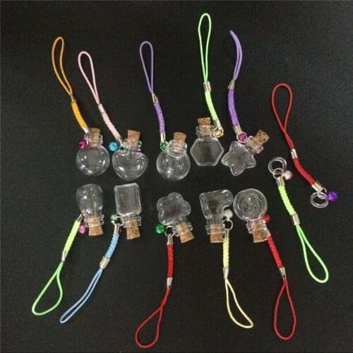 Mini Glass Bottle Pendants With Chain Key Necklace Cute Gifts Jars Vial Bottles Pendants Mix 10 Shapes New Arrival Free Shipping