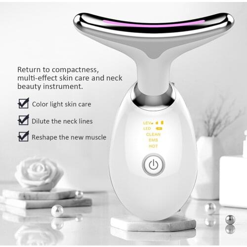 Face Neck Massager Anti-Aging PhotonTherapy Heating Face Neck Wrinkle Removal Machine Skin Tightening Neck Lift Beauty Device
